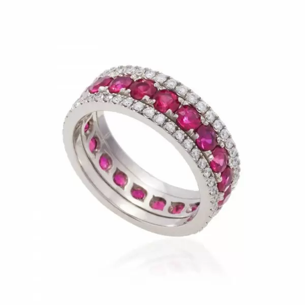 2.45ct Round Cut Ruby Eternity Band
