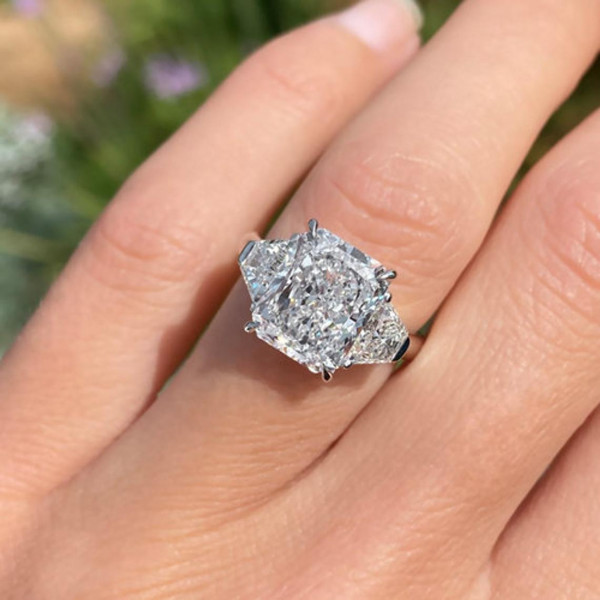 3.8 CT Radiant Cut Three-Stone Engagement Ring