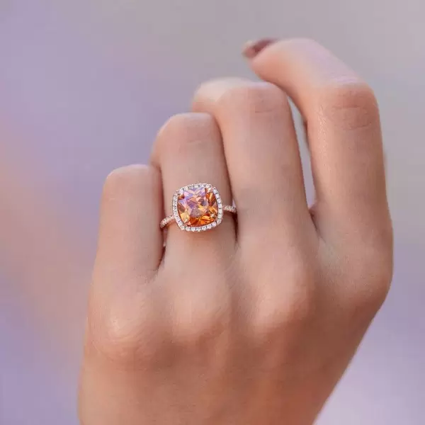 Cushion Cut Halo Rose Gold 3.0 CT Matching Couples' Rings