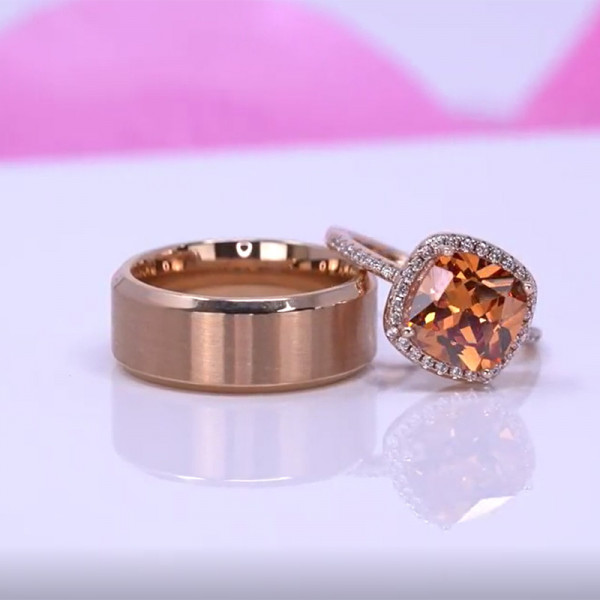 Cushion Cut Halo Rose Gold 3.0 CT Matching Couples' Rings