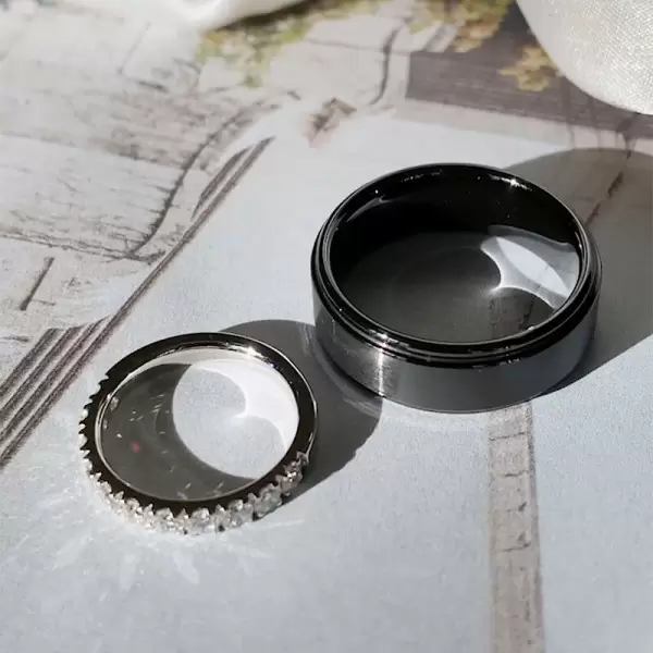 Black and White Pave White Sapphire Couples Ring