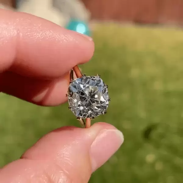 4.96 CT Cushion Cut White Sapphire Engagement Ring