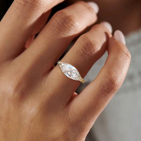 3.8ct Marquise Cut European Shank Vintage Engagement Ring
