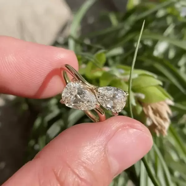 2.49 CT Pear Cut Twin-Stone Fancy White Sapphire Engagement Ring