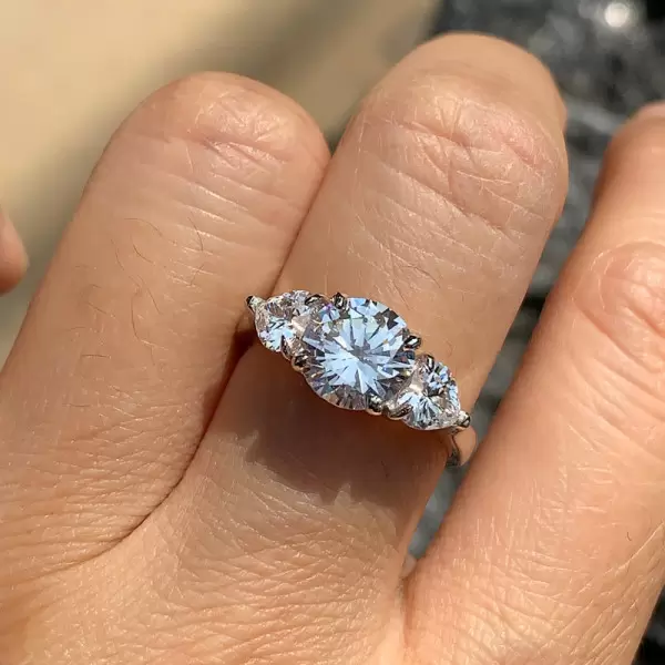 2CT Round Brilliant Cut Three-Stone White Sapphire Engagement Ring 