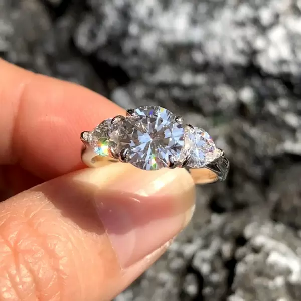 2CT Round Brilliant Cut Three-Stone White Sapphire Engagement Ring 