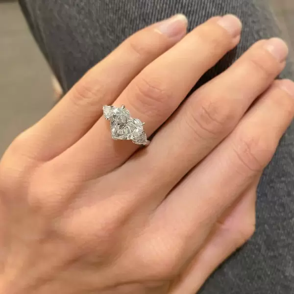 Heart Cut Three-Stone 3.1 CT White Sapphire Engagement Ring