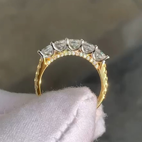1.2ct Five-Stone Round Cut White Sapphire Wedding Band