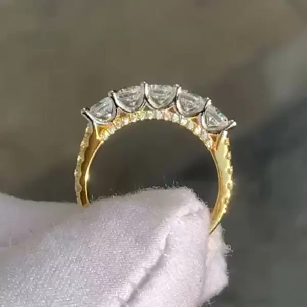 1.2ct Five-Stone Round Cut White Sapphire Wedding Band