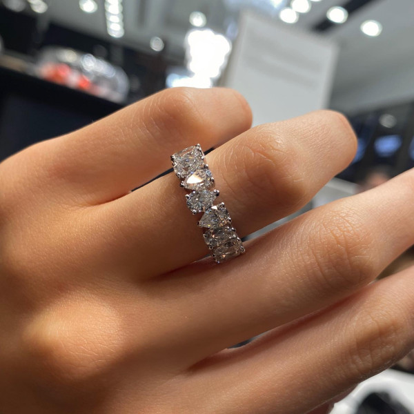 Pear Cut White Sapphire Dainty Eternity Band