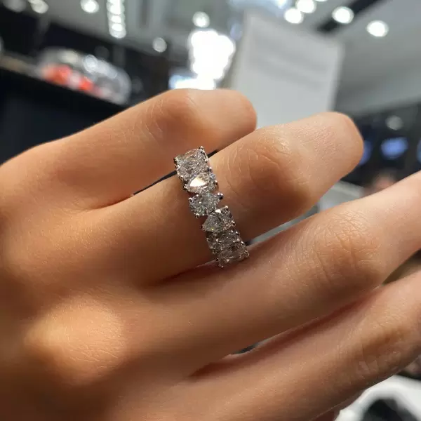 Pear Cut White Sapphire Dainty Eternity Band