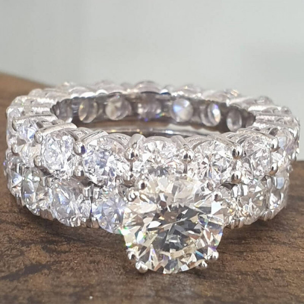 1.5ct Round Cut White Sapphire 2pcs Bridal Set