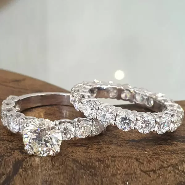 1.5ct Round Cut White Sapphire 2pcs Bridal Set