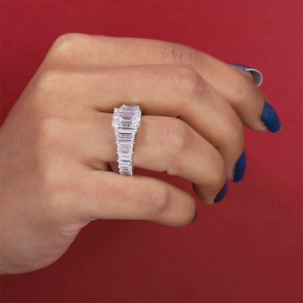 Emerald Cut White Sapphire Engagement Ring