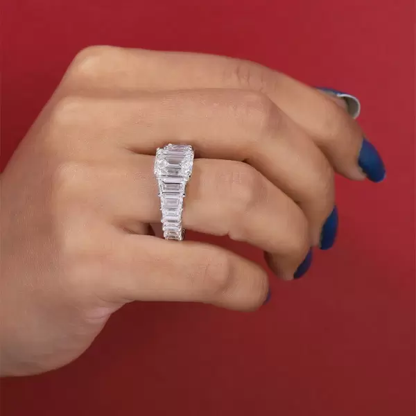 Emerald Cut White Sapphire Engagement Ring