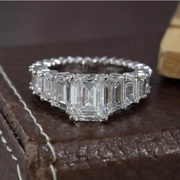 Emerald Cut White Sapphire Engagement Ring