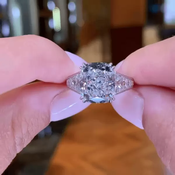 Stunning Cushion Cut 6.13 Carat Sterling Silver Engagement Ring