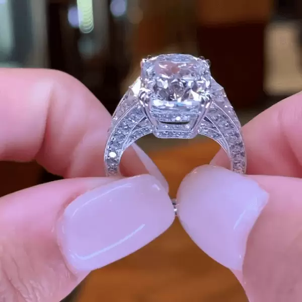 Stunning Cushion Cut 6.13 Carat Sterling Silver Engagement Ring