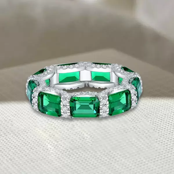 5.5ctw Emerald Cut Green Sapphire Eternity Ring