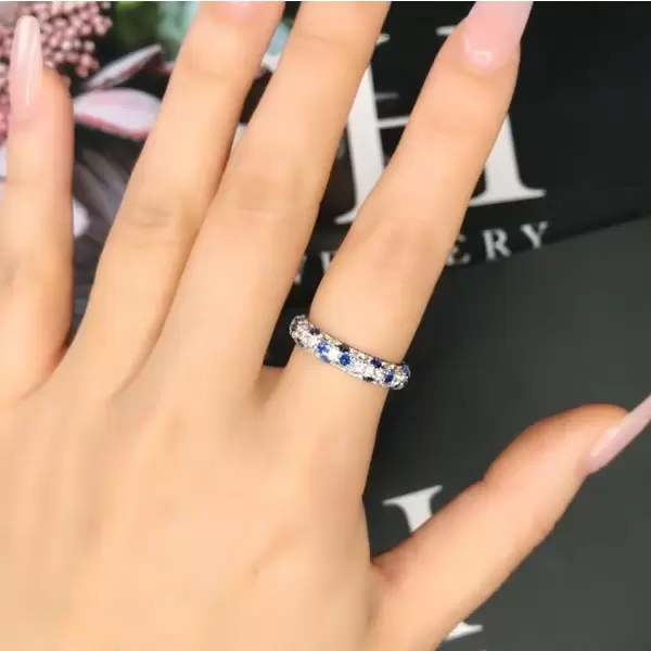 Handmade Micro-Pave Setting Wedding Anniversary Band