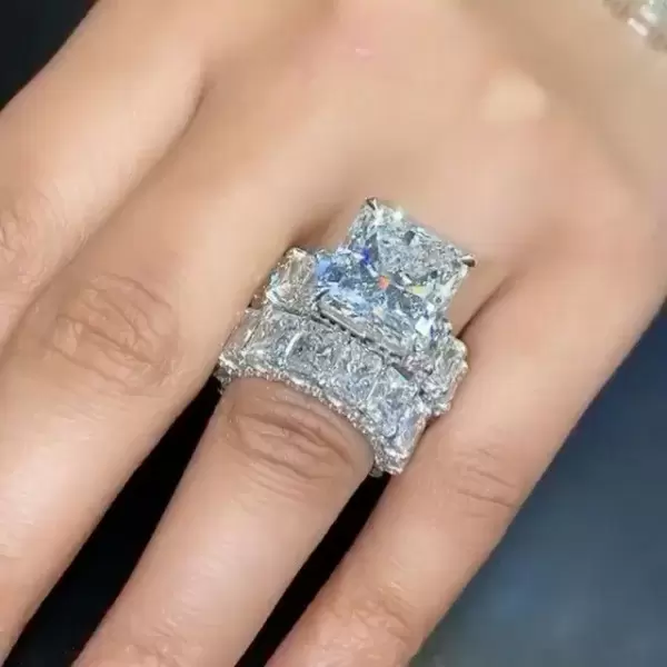 Handmade 5 CT Princess Cut Bridal set Ring