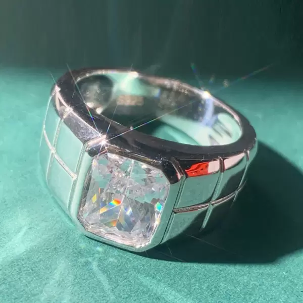 3ct Radiant Cut White Sapphire Ring for Men