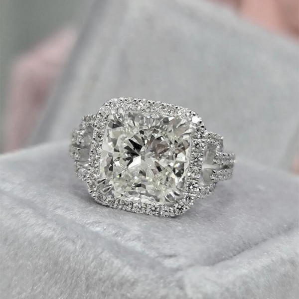 3ct Split Shank Cushion Cut Engagement Ring