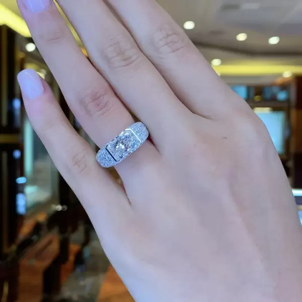 3.55ct Radiant Cut Micro-pave Setting Ring