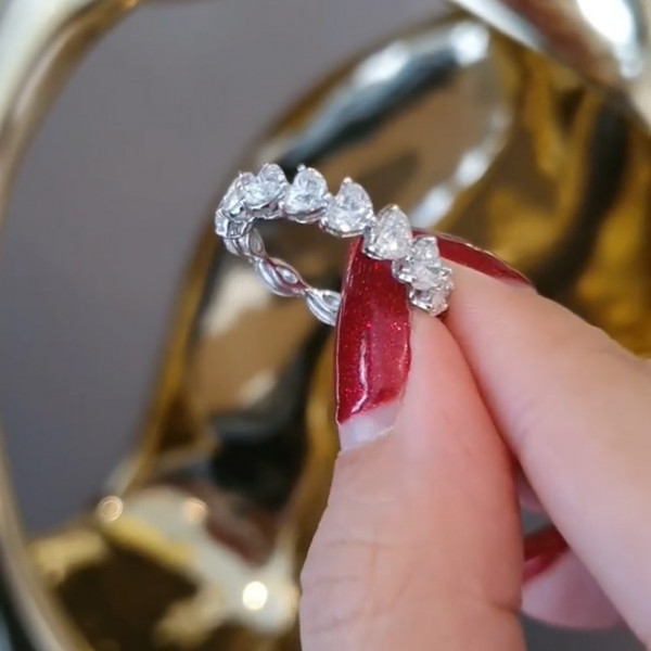 Handmade 3.75CT  Heart & Marquise Shape Eternity Ring