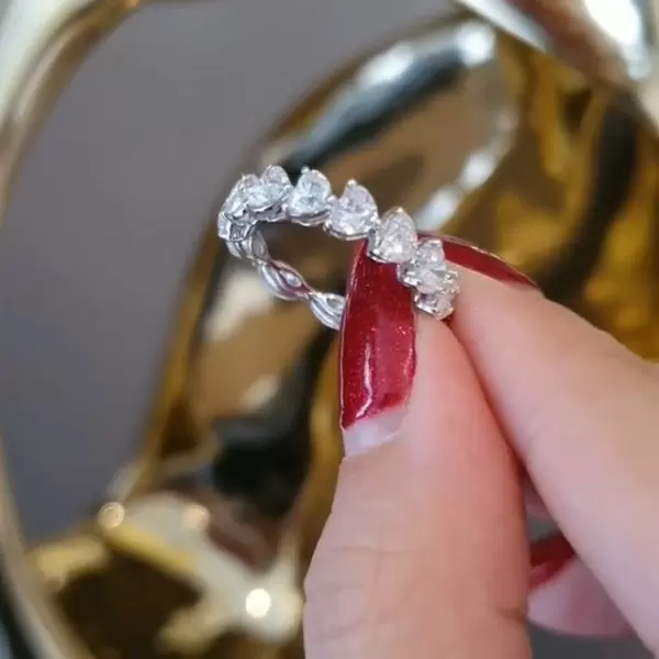 Handmade 3.75CT  Heart & Marquise Shape Eternity Ring