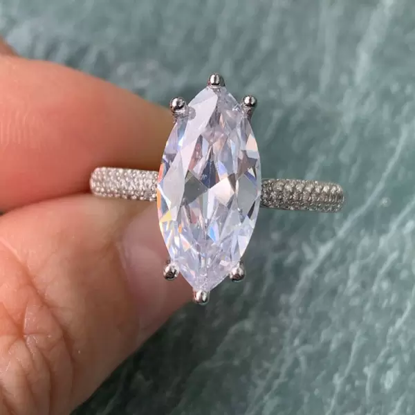 3.8ct Marquise Cut White Sapphire Paved Engagement Ring