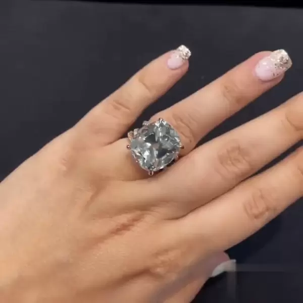 Cushion Cut 5 Carat White Sapphire Double Shank Engagement Ring