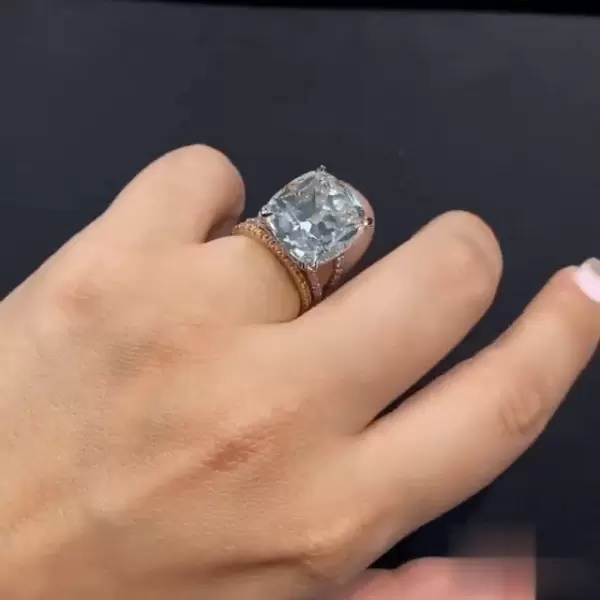 Cushion Cut 5 Carat White Sapphire Double Shank Engagement Ring