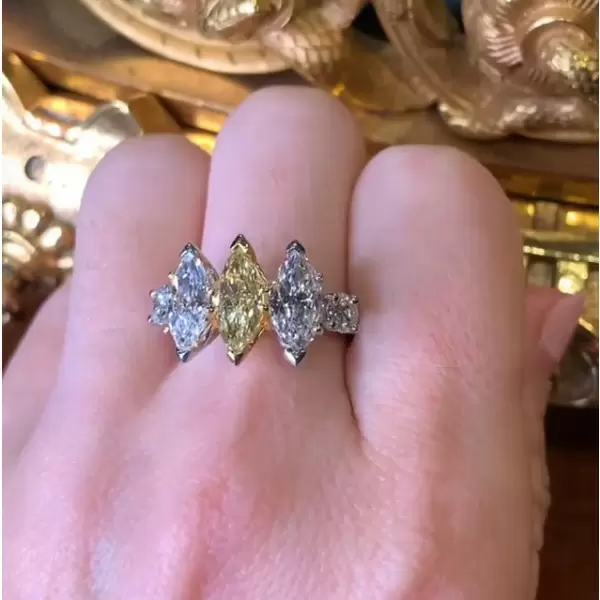 Marquise Cut Yellow Sapphire Engagement Ring