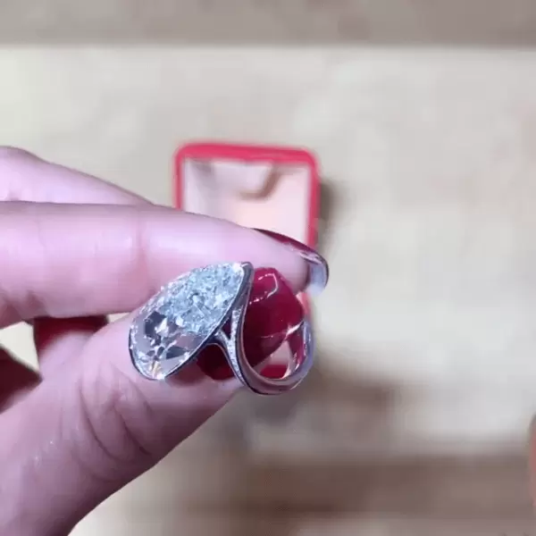 Pear Cut Engagement Ring In Sterling Silver
