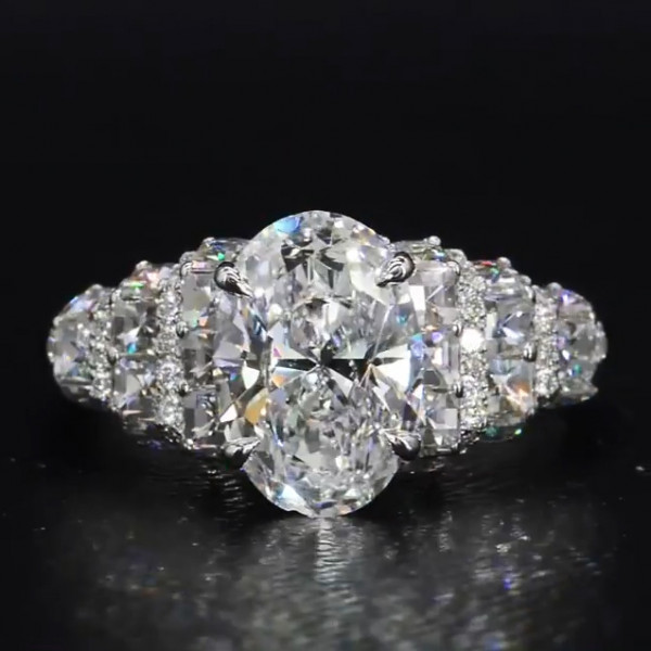 2.5ct Oval Cut White Sapphire Engagement Ring