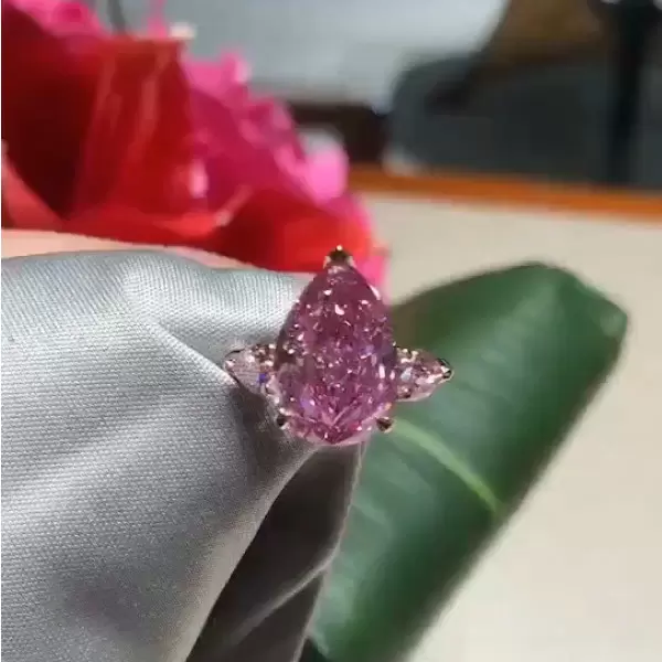 2ct Three-stone Pear Cut Pink Sapphire Engagement Ring