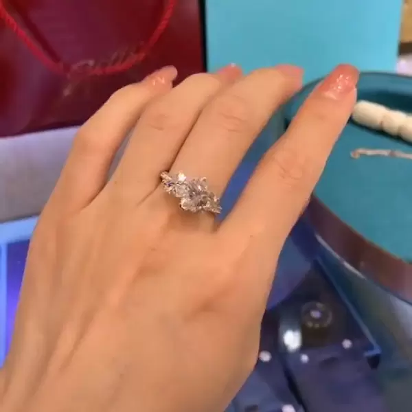 Handmade Double Heart Sterling Silver Engagement Ring
