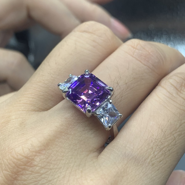 5ct Asscher Cut Amethyst Engagement Ring