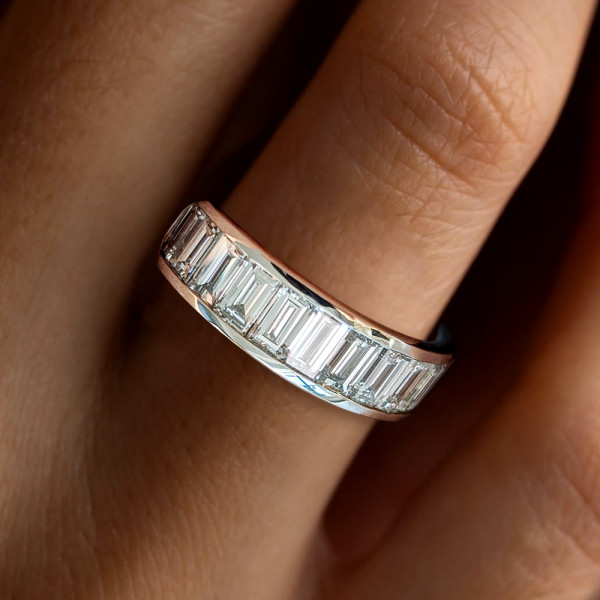 5.8ctw Baguette Cut White Sapphire Eternity Band