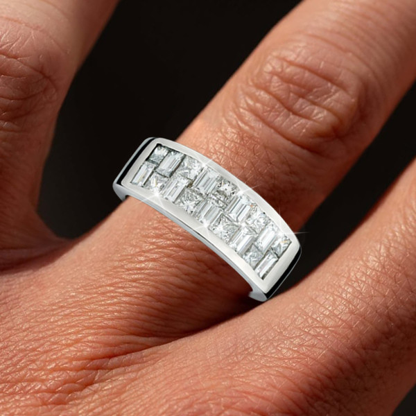 Princess and Baguette Cut Wedding Band for Men