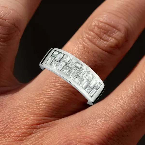 Princess and Baguette Cut Wedding Band for Men