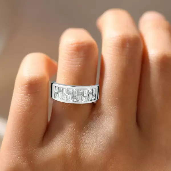 Princess and Baguette Cut Wedding Band for Men