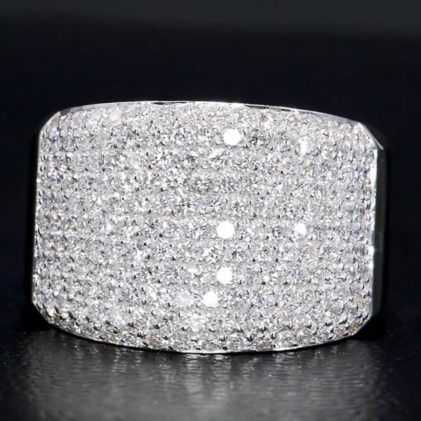Round Cut White Sapphire Paved Bold Men's Ring