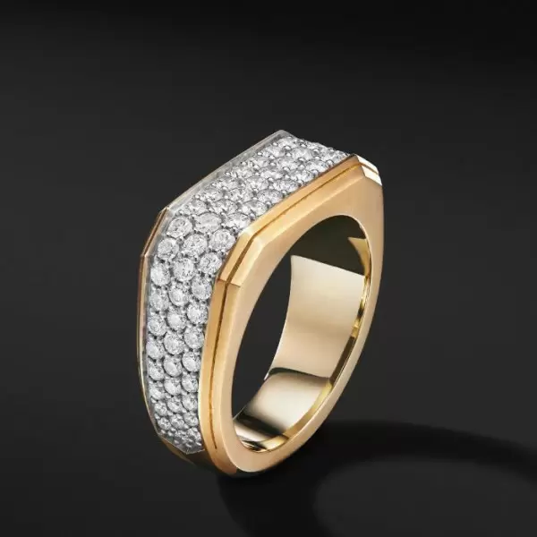 2ctw Paved Champagne Sapphire Roman Signet Ring