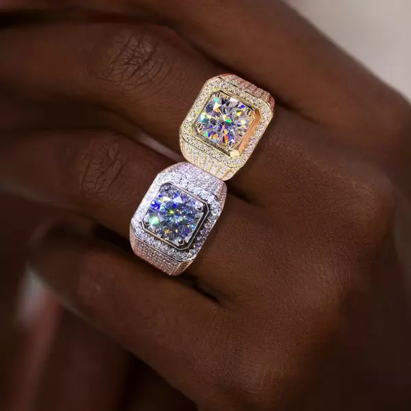 3.8ct Round Cut White Sapphire Paved Bold Men's Ring