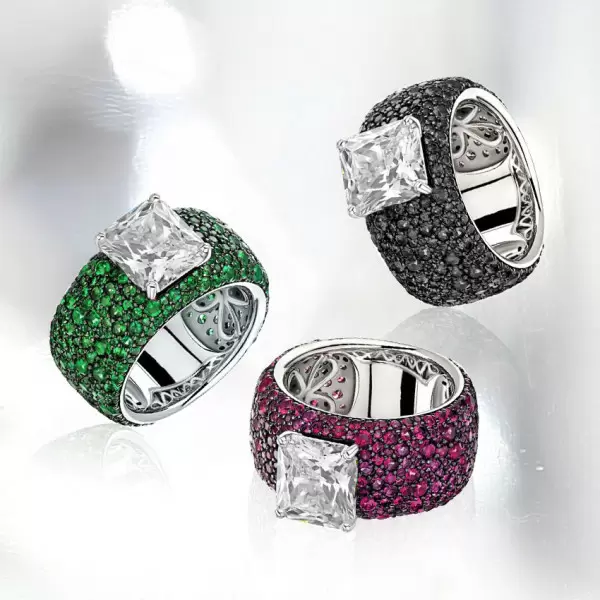 6.5ct Radiant Cut White Sapphire Bold Paved Ring