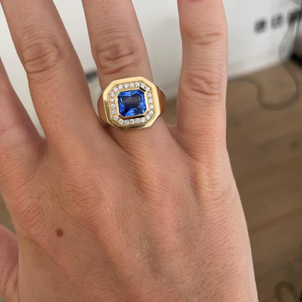 3ct Bezel Princess Cut Bold Men's Ring