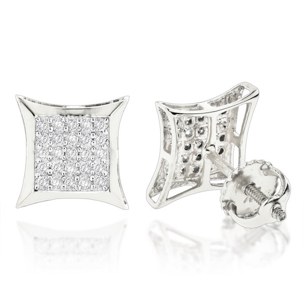 15MM Hight Paved Kite Men's Stud Earrings