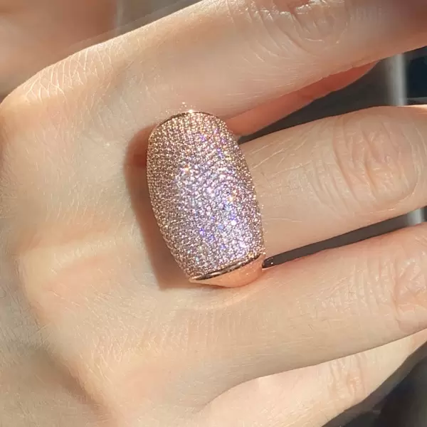 Sailboat Shaped Paved Pink Sapphire Cocktail Ring